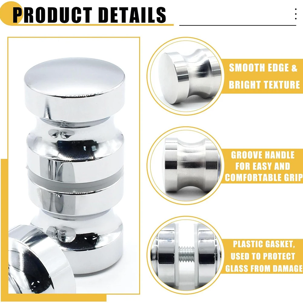 Stylish Shower Glass Door Handle Sliding Shower Doors Knob Double Sided Pull Hardware Replacement Parts for Bathroom Glass Doors
