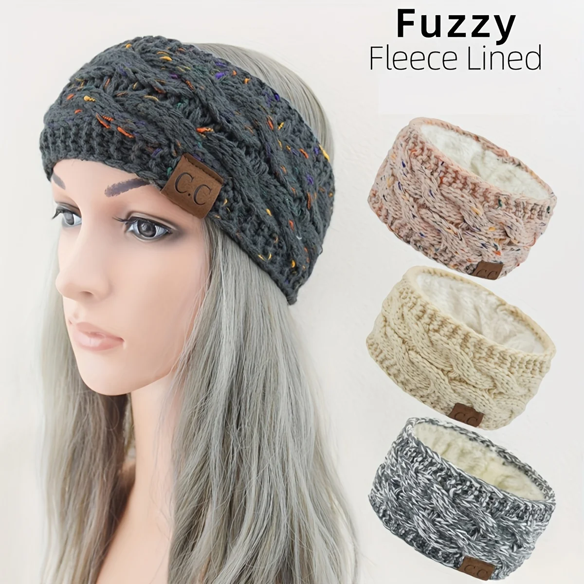1pc Women'S Plush Winter Headband - Soft Warm with Elastic Closure, Comfortable Fabric For Cold Weather, Winter Headband