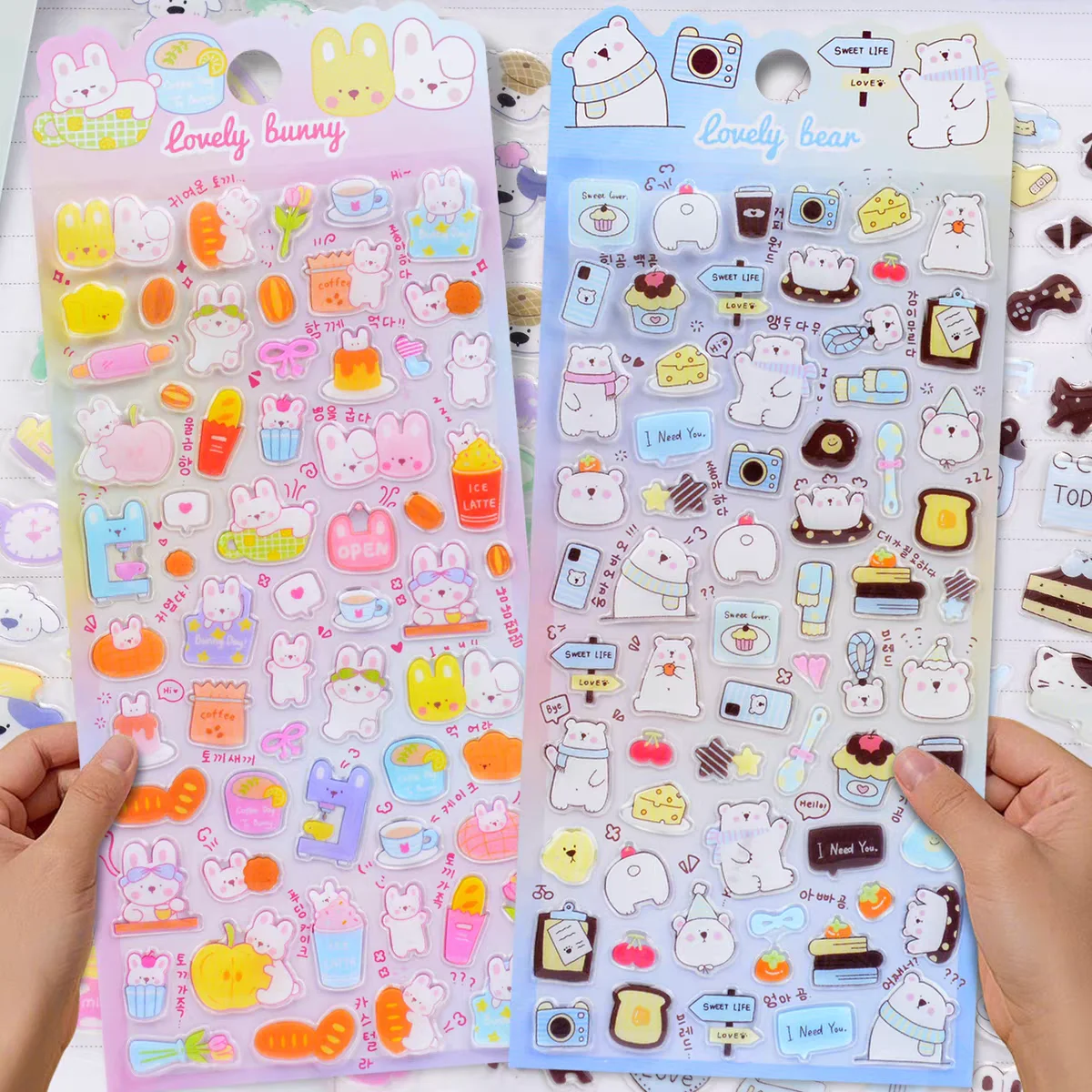 

4 pcs Lovely Puppy Cat Bear Rabbit 3D Crystal Drop Stickers Scrapbooking Diy Journal Stationery Sticker Cute School Supplies