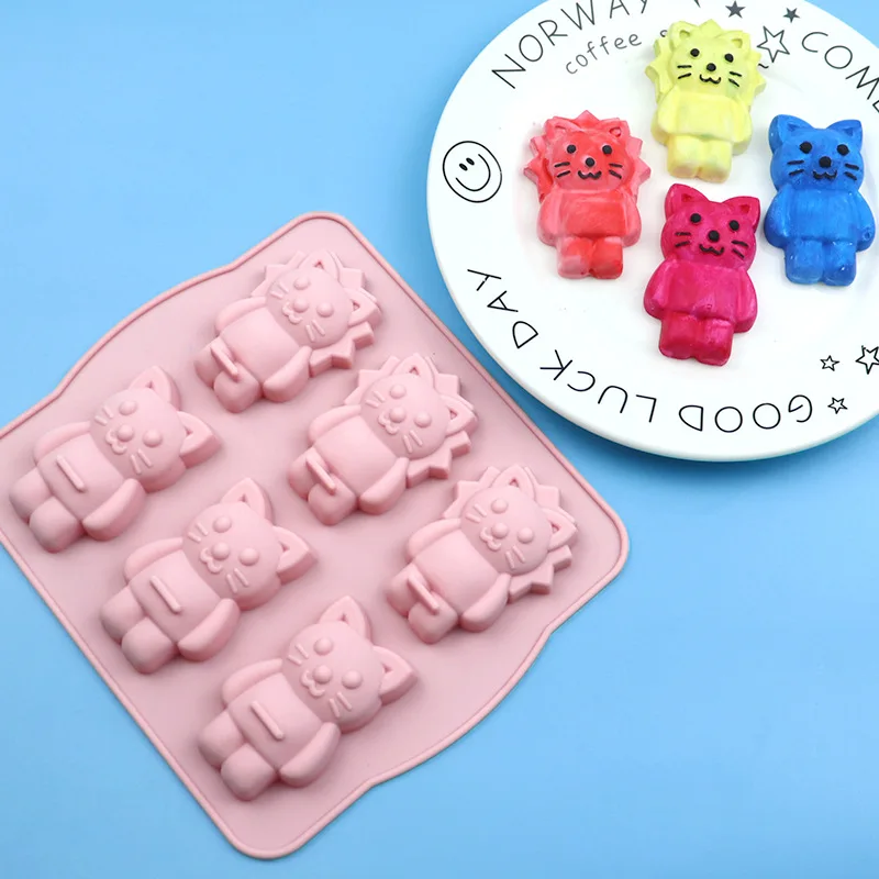 6 Even Lion and Cat Silicone Cake Molds, Rice Complementary Food Steamed Moulds, Soft and Non-fading 752