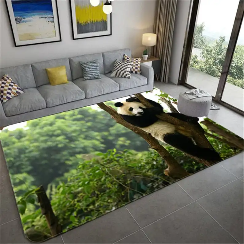 Panda Print Bamboo Pattern Door Mat Non-slip Mat Door Mat Carpet Bedroom Living Room Home Decor