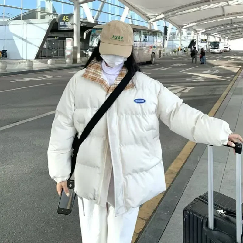 

Модный универсальный свободный воротник в парном стиле, студенческий тренд, новая хлопковая куртка для мужчин и женщин в одном стиле в клетку