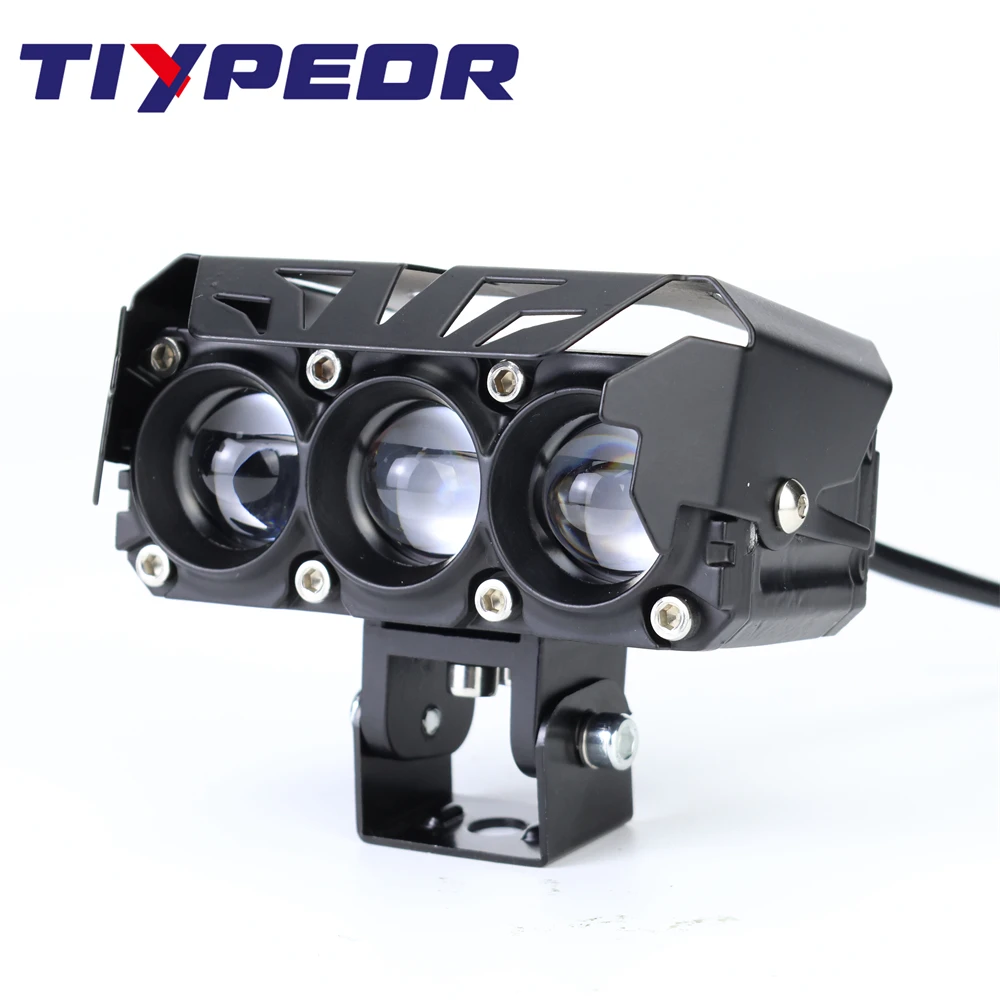 

TIYPEOR Motorcycle Triple Lens High/Low Beam Super Bright High Power Aluminum Spotlight Off-road Fog Light Auxiliary Headlight