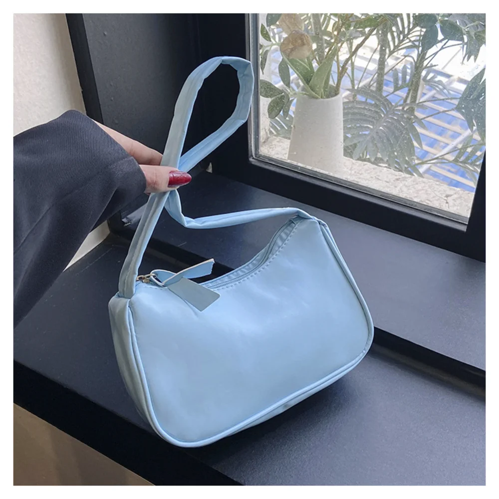 

Street Fashion Solid Color Underarm Bag Women PU Leather Square Bag Casual Daily Shoulder Bag Gilrs Shopping Purse Zipper Bag