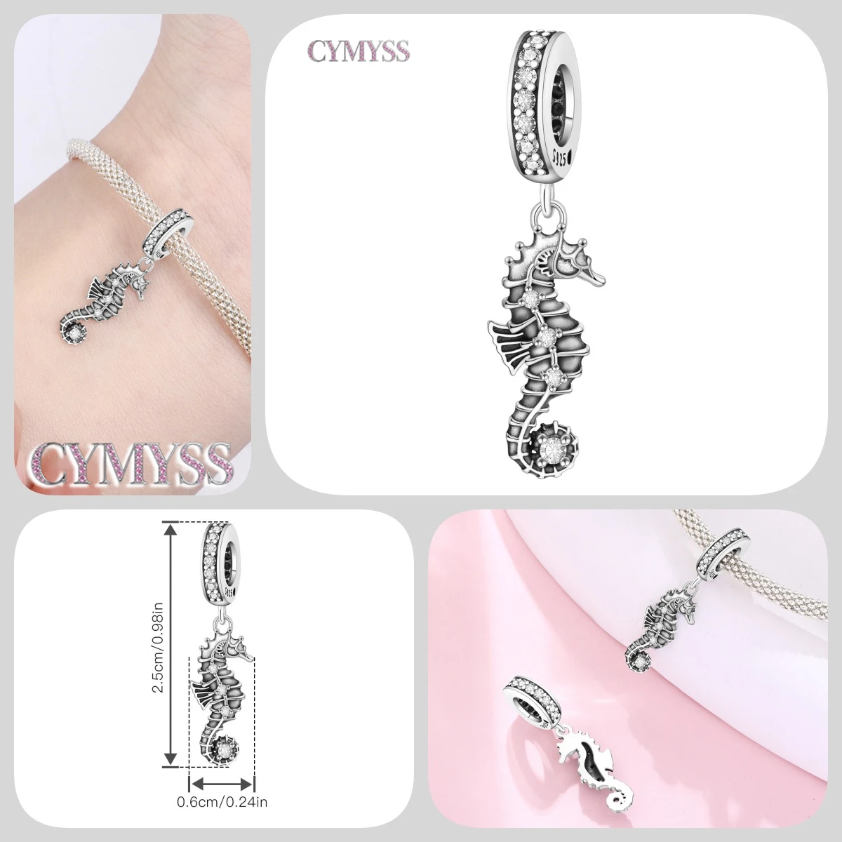 Zierlicher Anhänger aus 925er Sterlingsilber mit Engel-Gebetsperle, passend für Armreif, Armband, Halskette, DIY-Schmuck, Geburtstagsgeschenk für Frauen – Detail 16