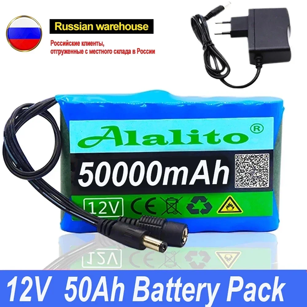 

2024 Upgrade Rechargeable Battery 12V 50000mah Lithium Battery Pack Capacity DC 12.6V 50Ah CCTV Cam Monitor with Charger