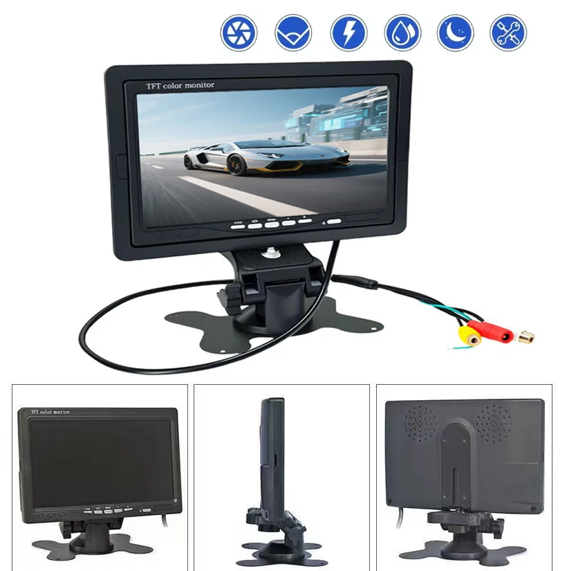 

Car 7-inch display tft lcd = video screen behind the display screen 12v/24v car reversing camera cctv home security monitoring