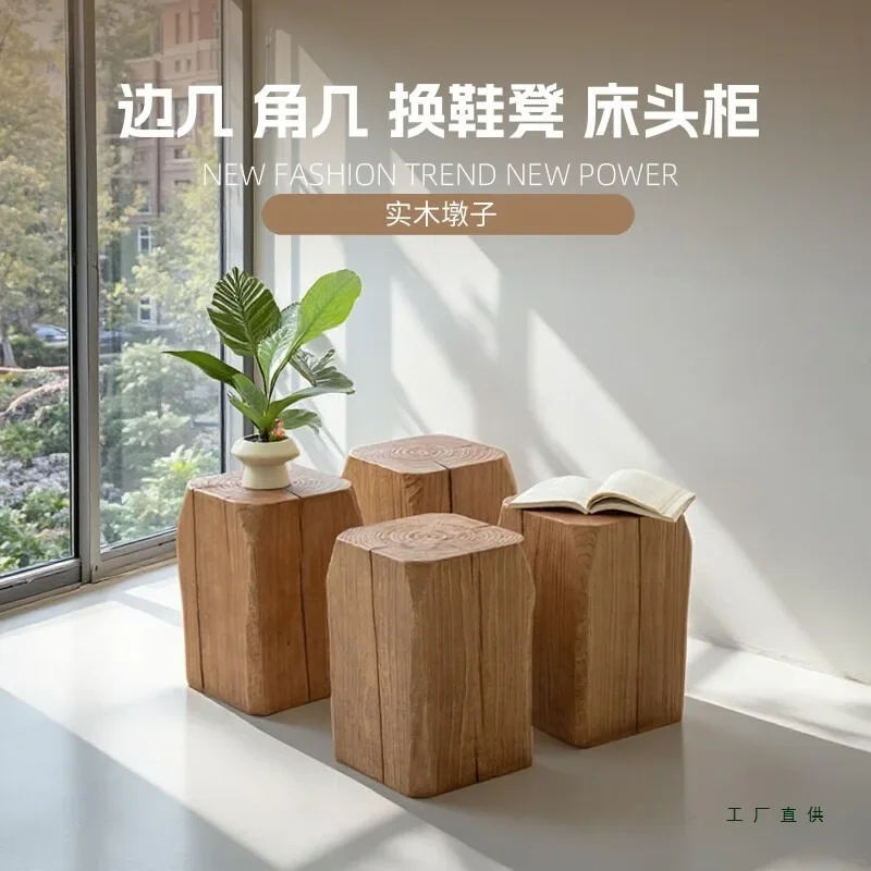 Solid wood pier, log stool, a few corners of the homestay, clothing store, medieval ornament, wooden pile root carving low stool