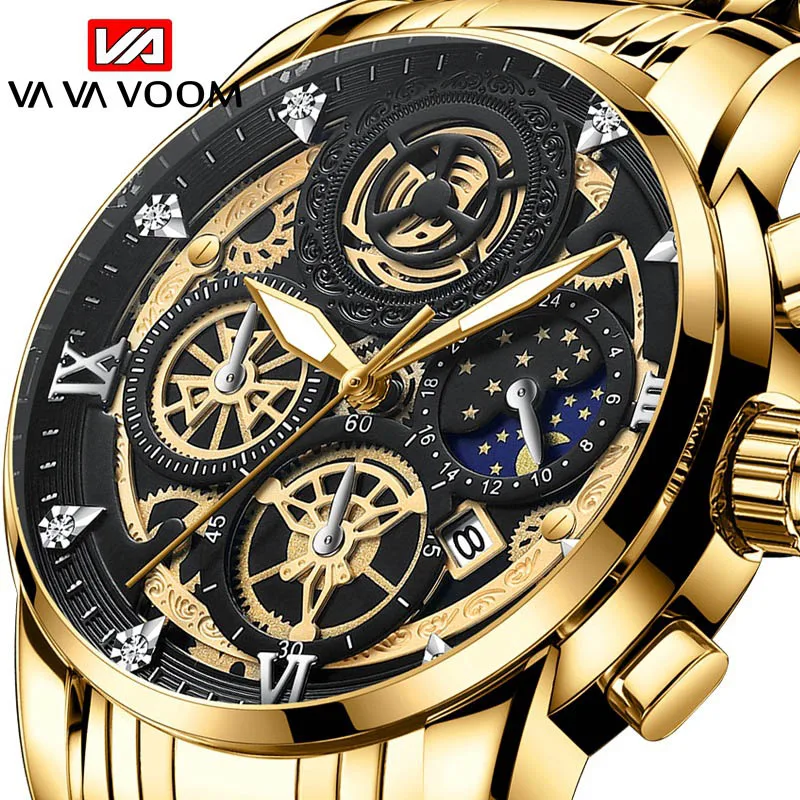 

Unique Hollow Design Men Watches 2023 Luxury Luminous Sport Quartz Clock Male Business Calendar Stainless Steel WristWatch Man