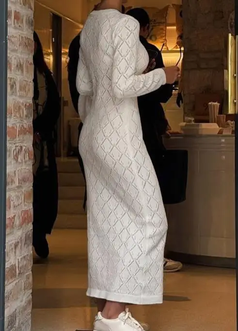 Abbigliamento donna 2025 Autunno Inverno Elegante stile temperamento a maniche lunghe che abbraccia l'anca Abito gonna lunga Abito sexy ed elegante