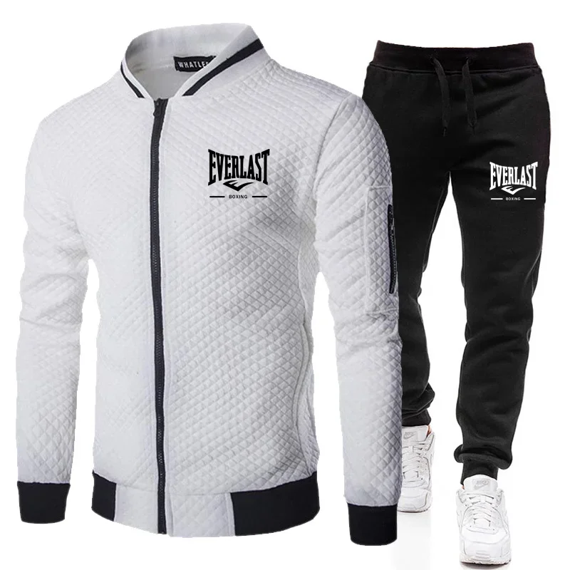 

EVERLAST Men's Two Piece Set Spring Autumn Fashion Street Stand Collar Jacket Casual Outdoor Zipper Pocket Tracksuit