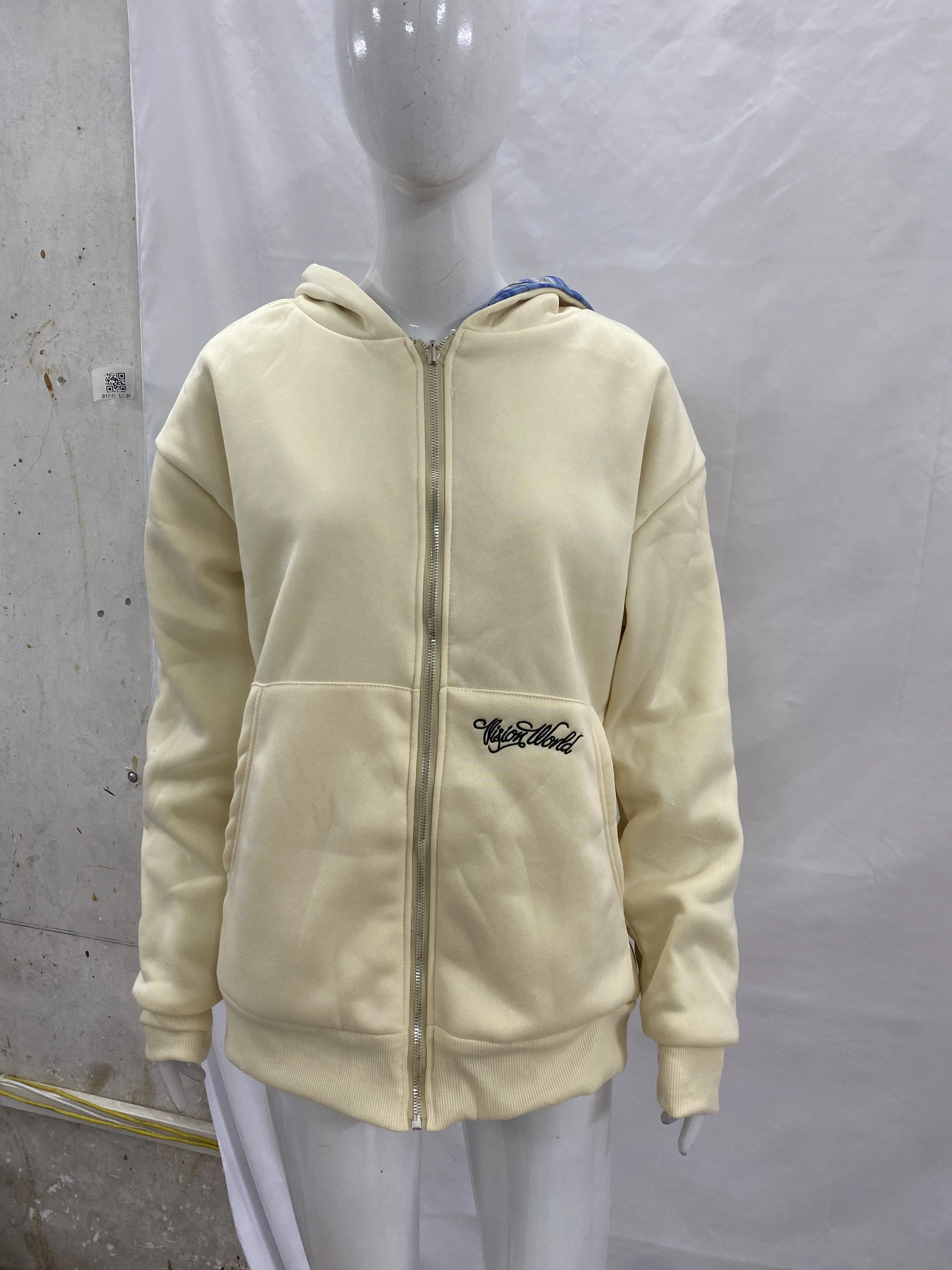 

Autumn and Winter New Fashionable Men's and Women's Loose Hooded Zipper Hoodie Ins Plaid Lining Versatile