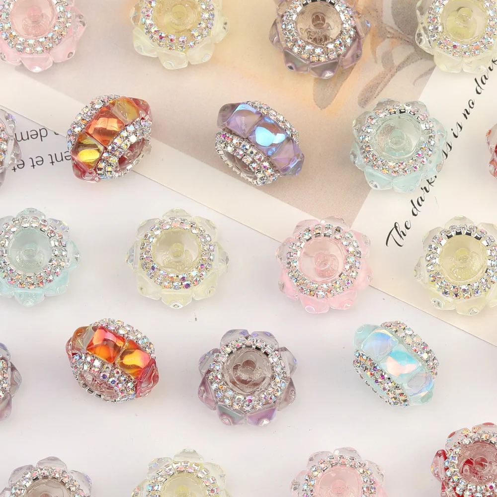 

Cordial Design 30Pcs 19*19MM Acrylic Bead/Hand Made/Rhinestone Effect/Wheel Shape/DIY Beads Making/Jewelry Findings & Components