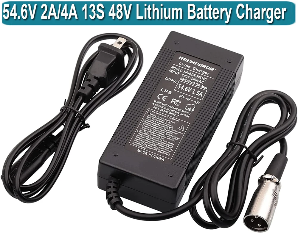 54.6V 2A XLR Lithium Battery Charger for Electric Mobility 48V Lithium Battery Charger XLR Connector