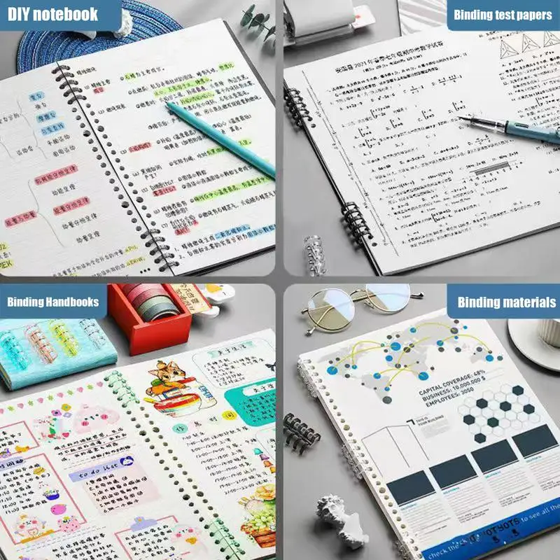 Book Binding Ring 5-Rings Multicolored Binder Rings Notebook Snap Split Binding Strips Binding Wire Binding Spines Combs For