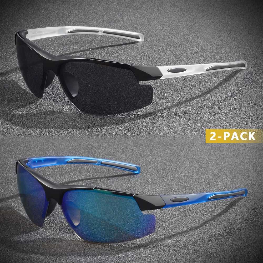 CRIXALIS 2 Stücke Halbrahmen Radfahren Sonnenbrillen Für Männer Frauen Sport Fahren Im Freien Sonnenbrille Anti-reflektierende Schatten UV400