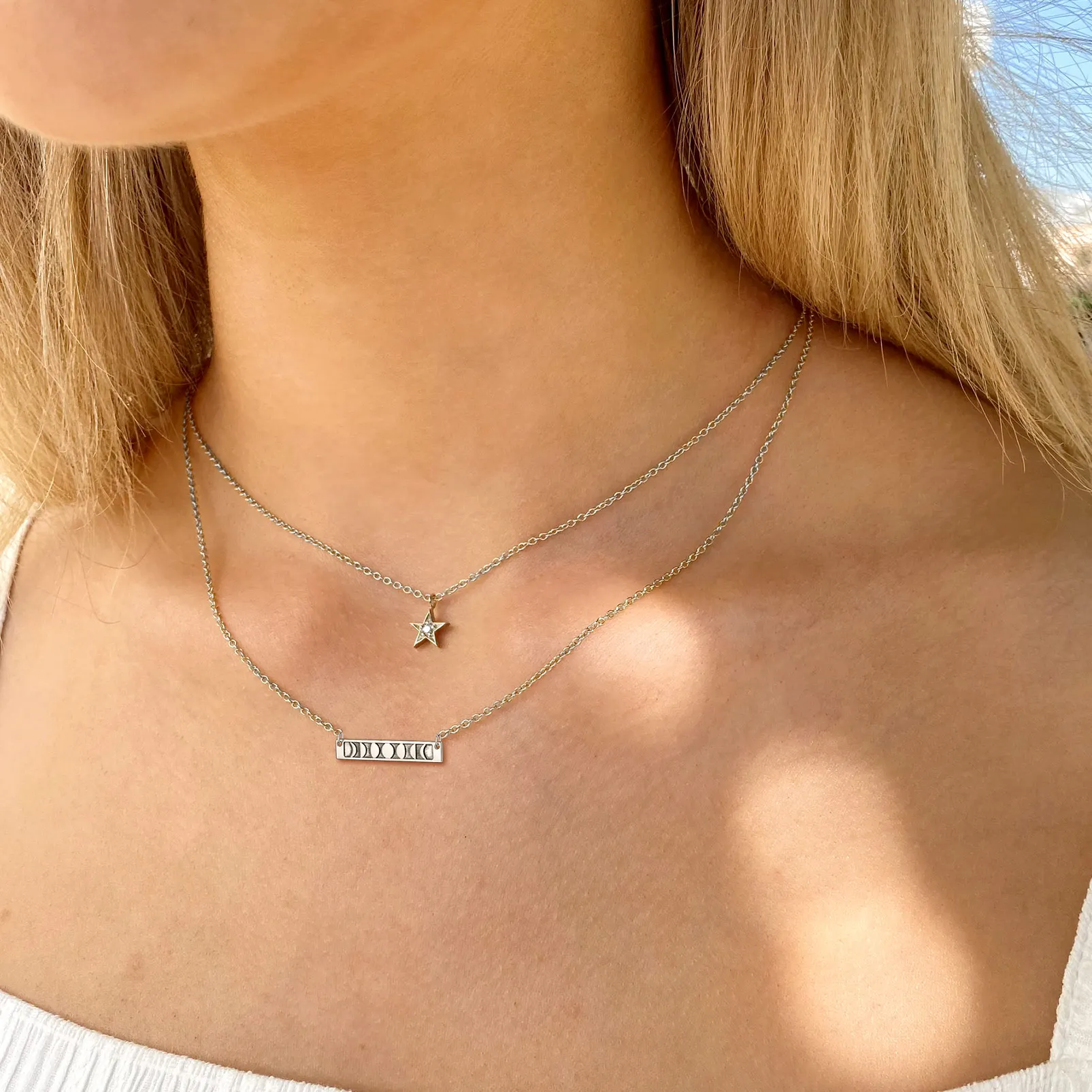 Collar con colgante de fases de luna de plata esterlina para mujer y niña, joyería de ley