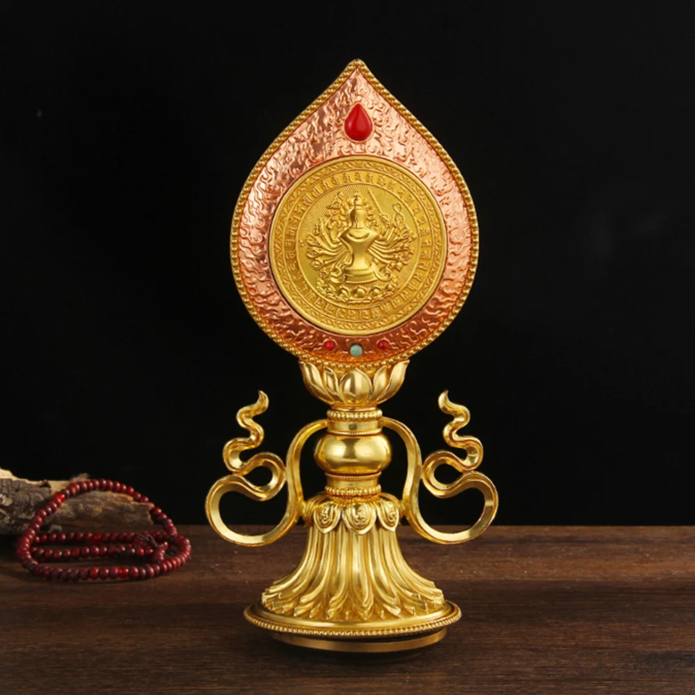 Pure copper Cundhi Mirror, Kwan-Yin Famen Cundi Bodhisattva Brass Treasure Mirror, Lotus Buddhist artifacts, Religious ornaments