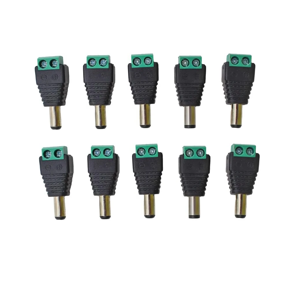 5pairs DC 12V Female And Male Connectors 5.5x2.1mm Power Plug Adapter Jacks Sockets For Signal Color LED Strip Light CCTV Camera