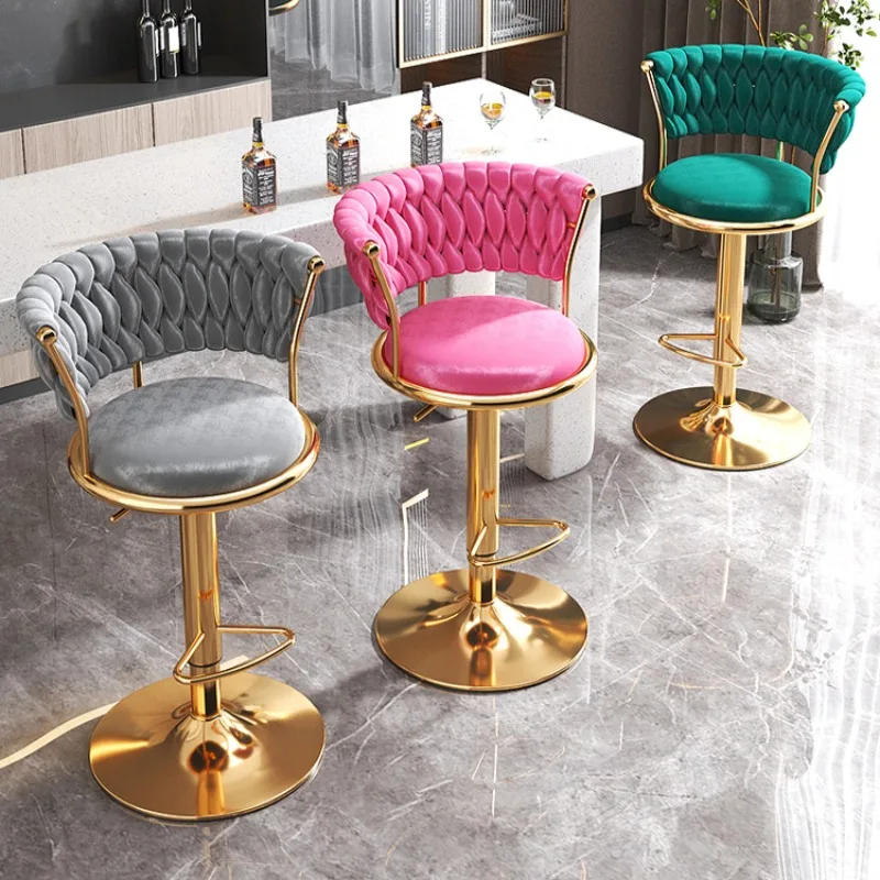 

Роскошные золотые барные стулья в стиле ретро для приема, макияжа, уникальные барные стулья с регулируемой высотой, вечерние кресла для отдыха, табуреты для бара, мебель для дома