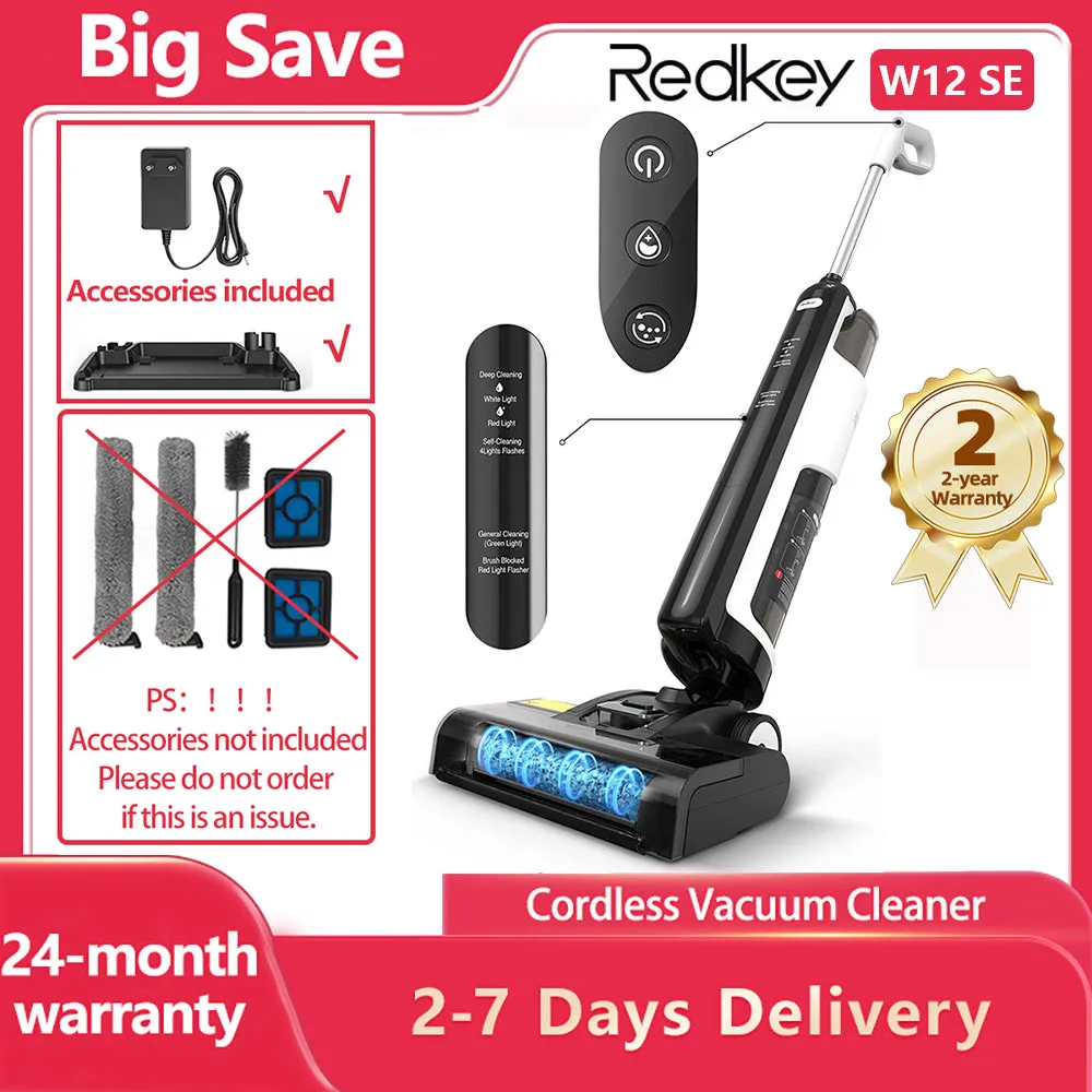 ?Code:FRES10?Redkey W12 SE aspirateur sec et humide sans fil multi-surfaces aspirateur intelligent sans fil lave-sol s�chage autonettoyant pour la maison