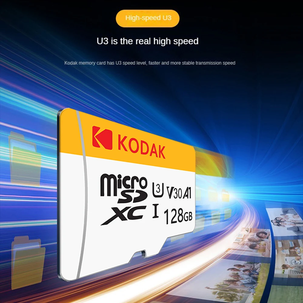 KODAK High-Speed UHS-I U3 V30 A1 MicroSDXC Memory Card - Class 10, 4K Ultra HD, 100MB/s - 32GB, 64GB, 128GB, 256GB Multi-Pack Op