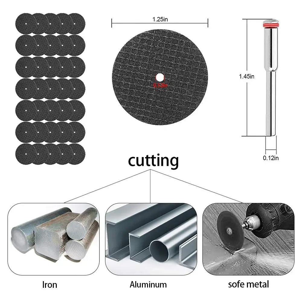 60 Pcs Rotary Cutting Wheels Tool Kit with Cut Off Wheels Disc Saw Blades Cutter Diamond Cutting Mandrels for Wood Glass Plastic