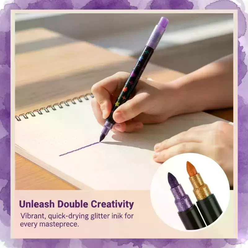 

Glitter Dual Tip Marker Pens - Shimmering Colors Smooth Nibs for Scrapbooking Card Making DIY Crafts