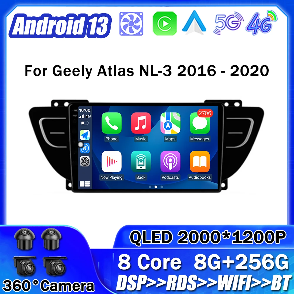 

for Geely Atlas NL-3 2016 - 2020 Android 13 Car Radio Multimedia Player Navigation Stereo GPS Head Unit 4G No 2Din