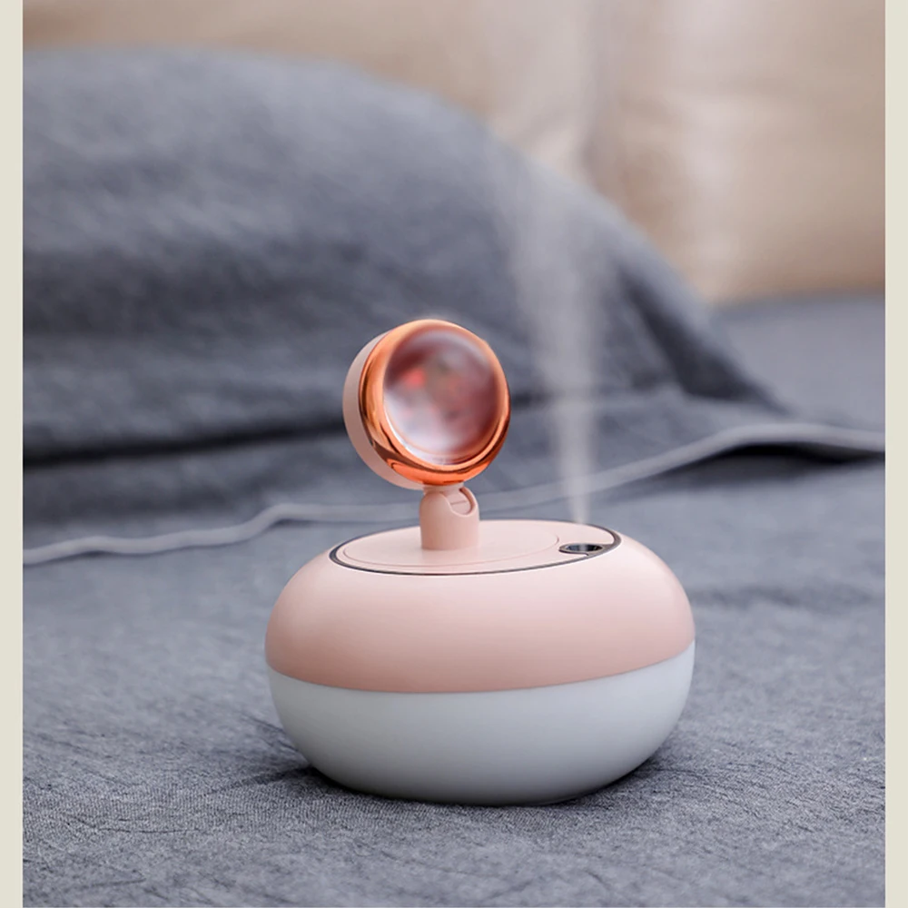 Mini lámpara de atardecer inalámbrica, humidificador de aire, difusor de Aroma de agua, fabricante de niebla silenciosa de luz de 300ML para el hogar y la Oficina, tomar fotos, 2 en 1