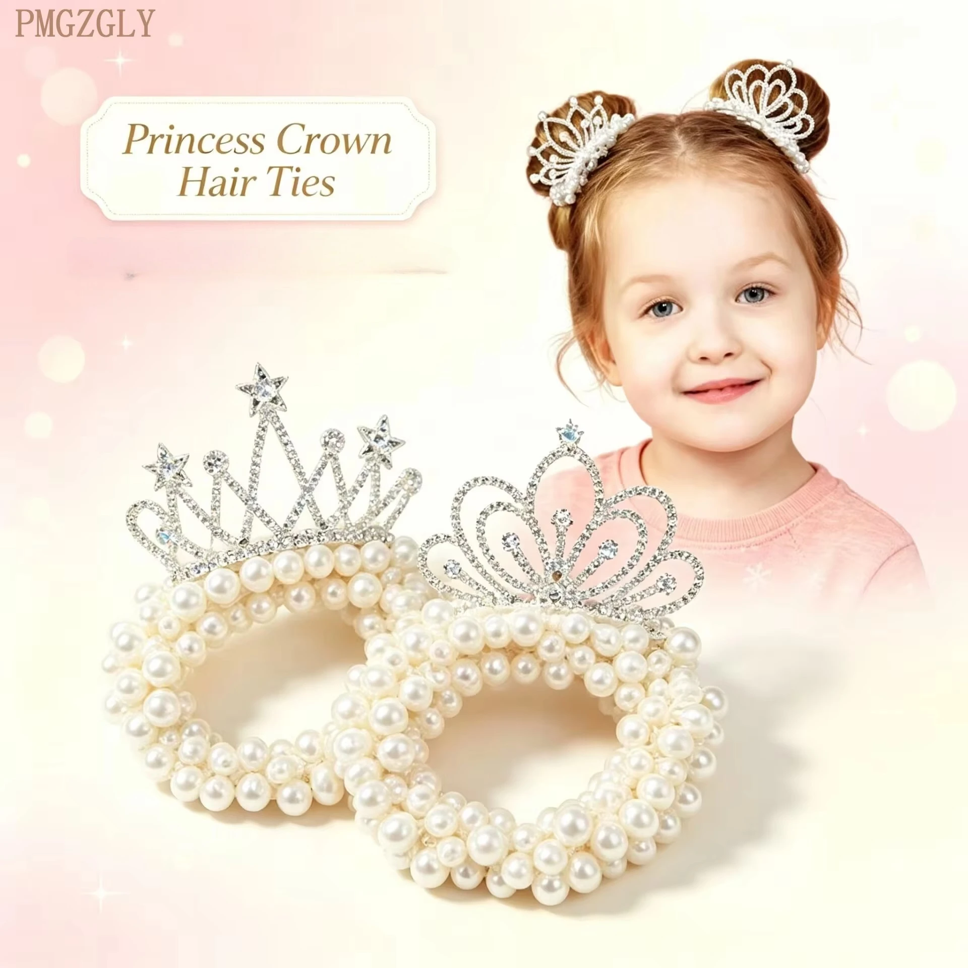 2026 New Rhinestone Pearl Princess Hair Comb Silver Sparkly No Hurt Hair Crown for Baby Girls Toddler Birthday Party Gift