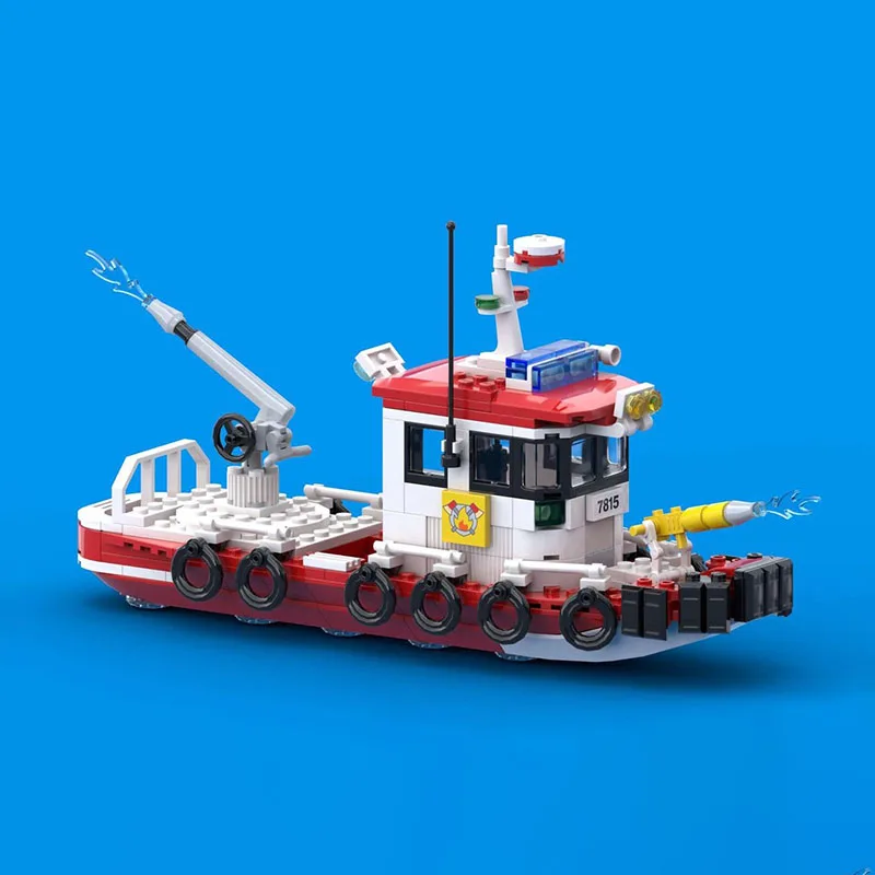 قارب إطفاء كلاسيكي وحدات من Moc لبنات البناء (رقم السفينة. 4) كتل تكنولوجيا النموذج لعيد الميلاد DIY لعبة البناء هدايا العيد #2