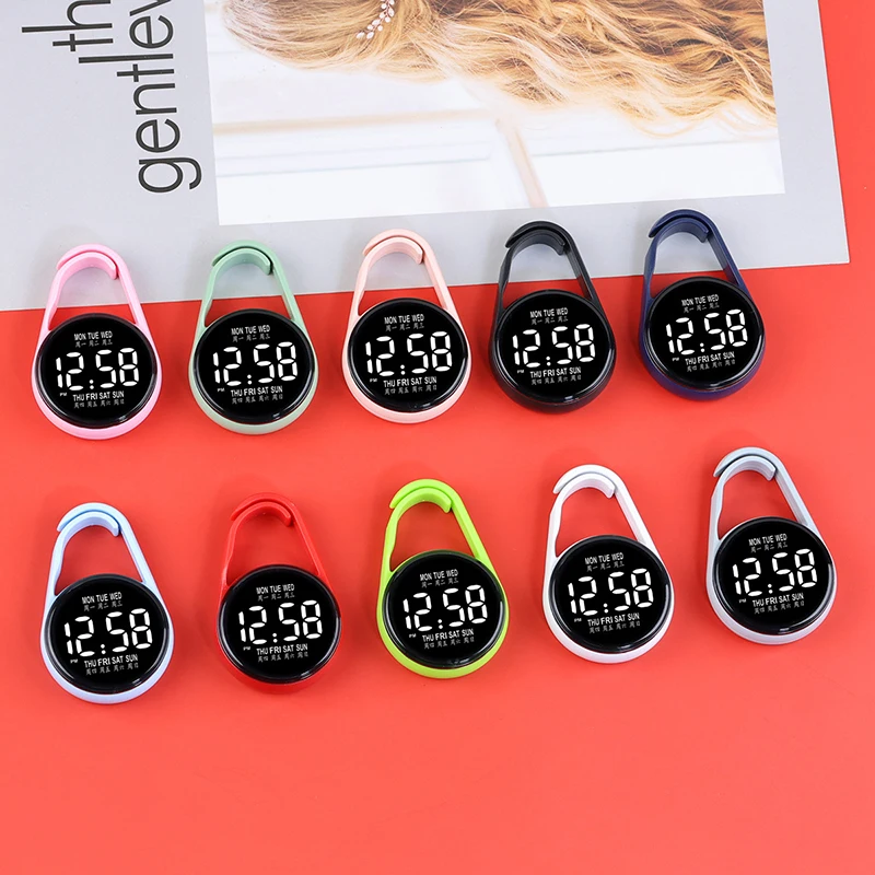 LED Digital Electronic Watch Keychain Luminous Function Practical Children Gifts Multifunctional Hanging Watch Pocket Watches