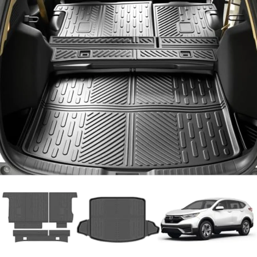 

All Weather Rear Cargo Mat for 2017-2022 Honda CRV CR-V Fuel Model with Seat Back Cover Black Durable Waterproof Protection Fit