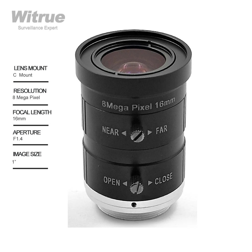 8.0Megapixels 1920P 4K CCTV Lens 16mm C Mount F1.4  1\