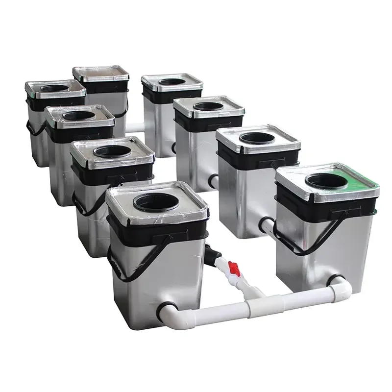 8 Bucket Cycle Hydroponics System Clone Kit with Reflective Fabric Sun Protection for Indoor Plant Growing