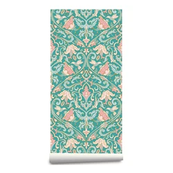 Vintage Floral Birds Peel and Stick Wallpaper Boho Turquoise Contact Paper for Bedroom Home Decorations Damask Wall Paper