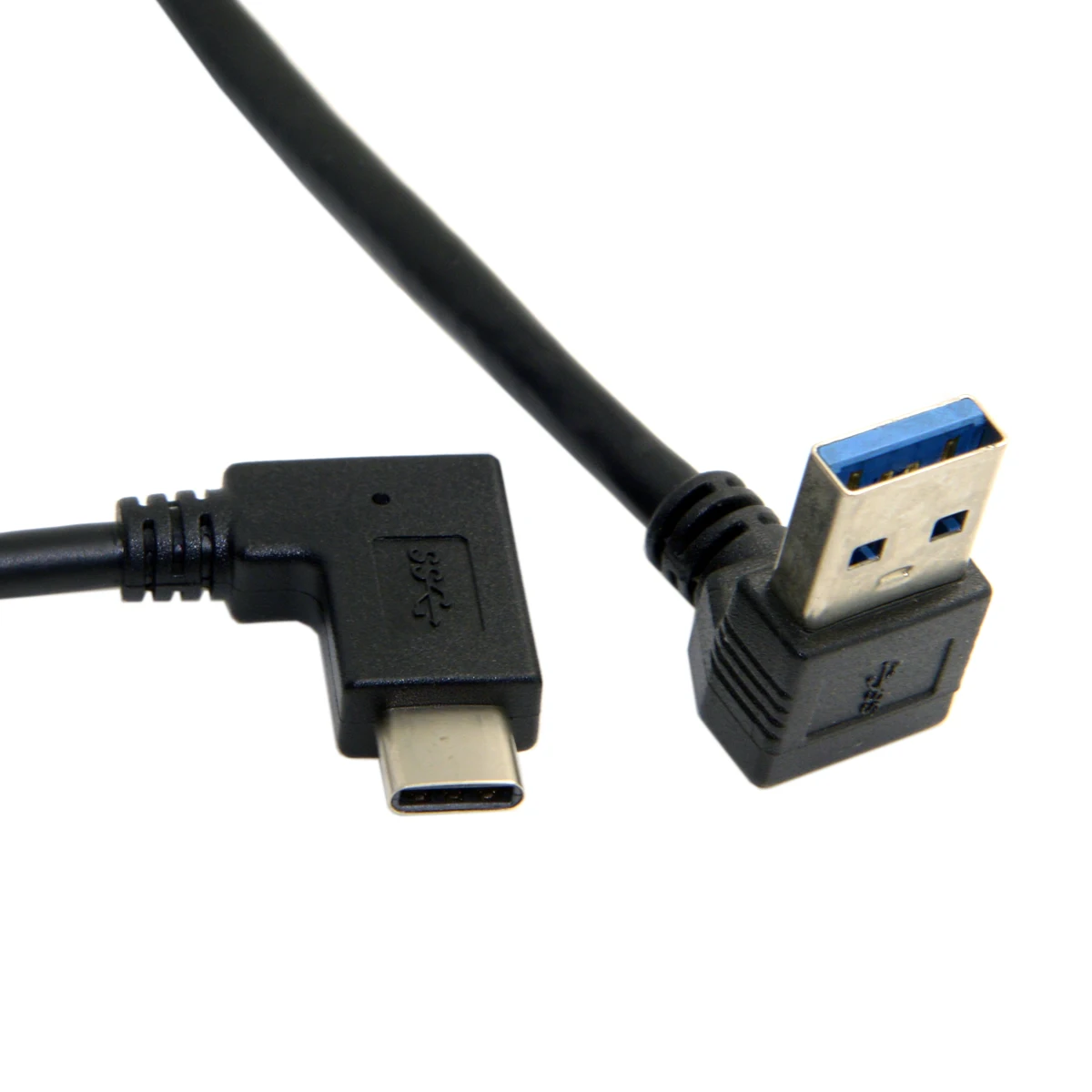 Cablecc 90 Degree Down Angled A type Male to Reversible USB 3.0 3.1 Type C Male Data Cable 0.3m for Laptop&Tablet & Mobile Phone