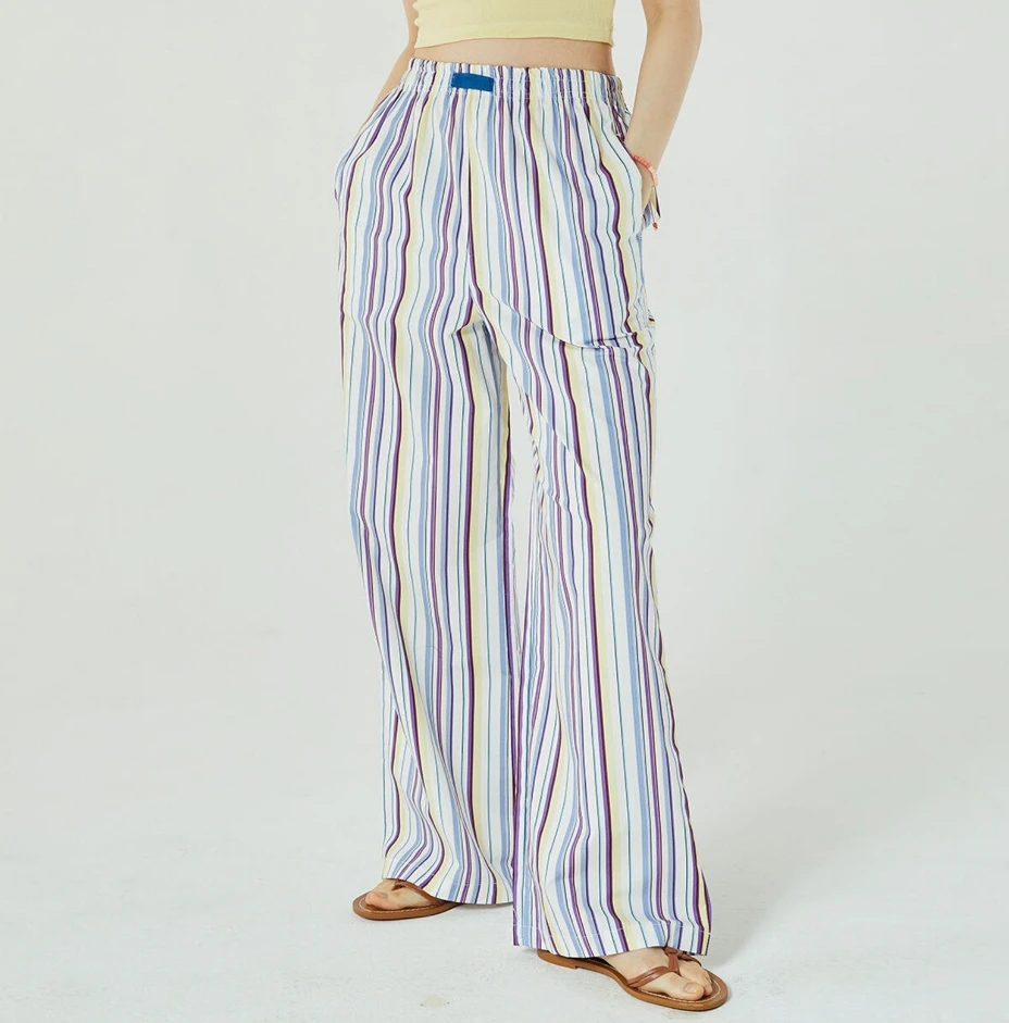 

Women's Pants Striped Print Wide Leg Pants Casual Street Trendy Pocket Loose Fit High Waisted Pants Basic Fashion Trouser