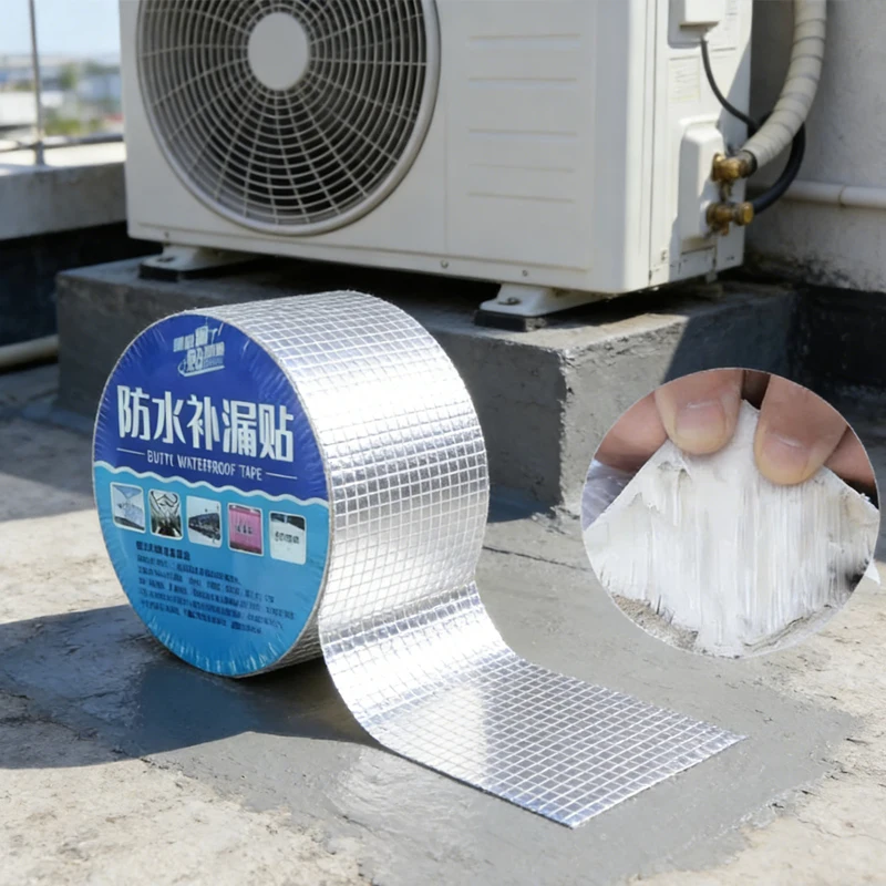 Roof Leakproof Aluminum Foil Butyl Rubber Waterproof Tape High Temperature Resistance Pipes Walls Leak Sticker Waterproof Tool