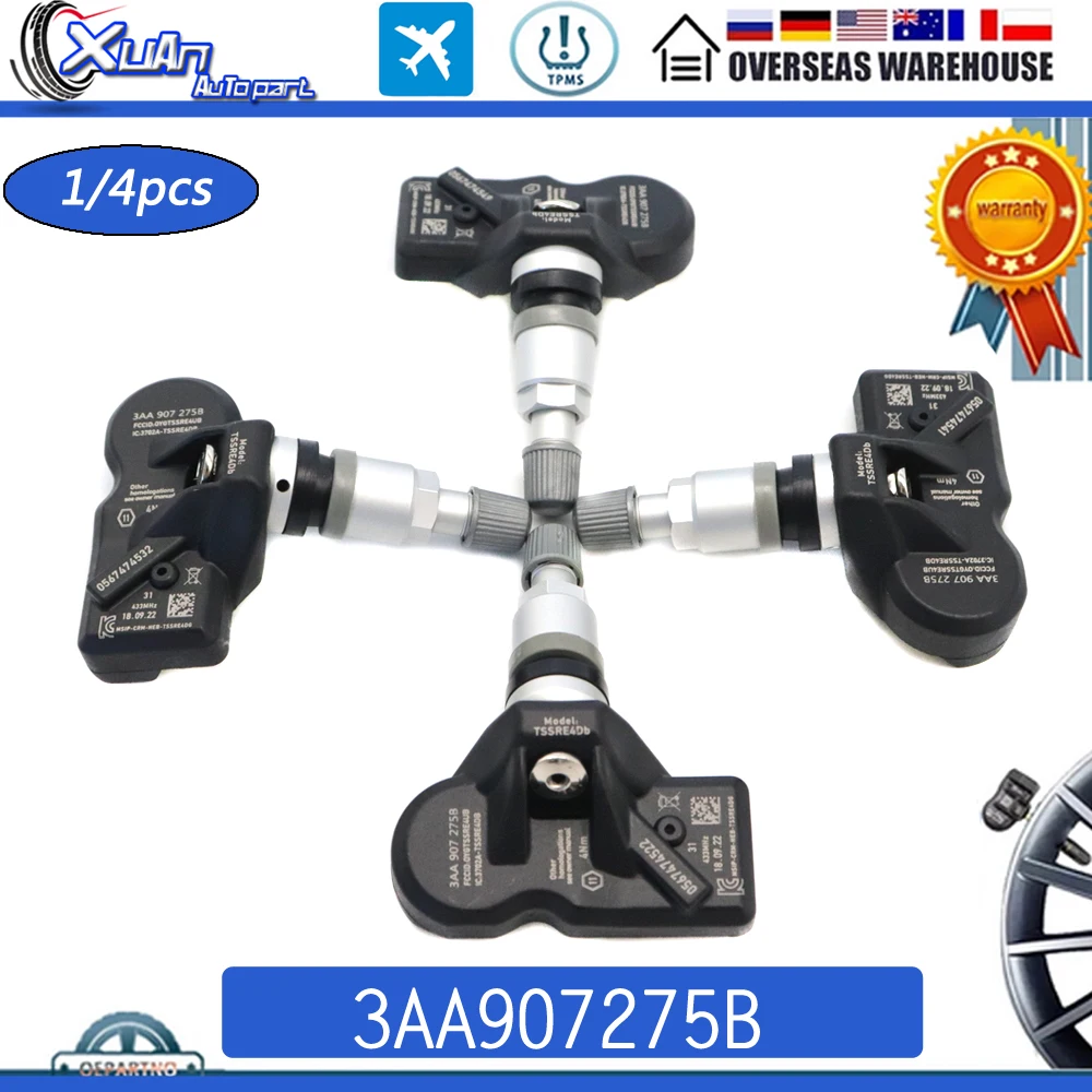 

3AA907275B системы монитора датчика давления в шинах TPMS для Volkswagen CC Tiguan Passat 2007-2015 433 МГц 3AA907275 3AA907275F