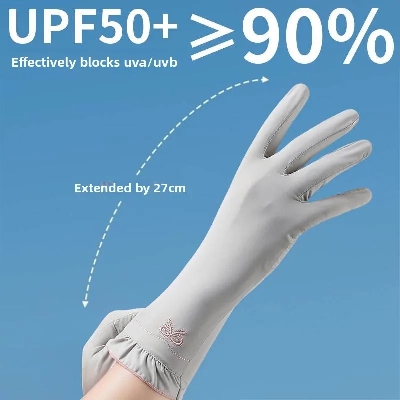 

Новые женские тонкие летние перчатки UPF50+ из ледяного шелка для защиты от солнца, для вождения, активного отдыха, велоспорта, с противоскользящим покрытием и поддержкой сенсорных экранов