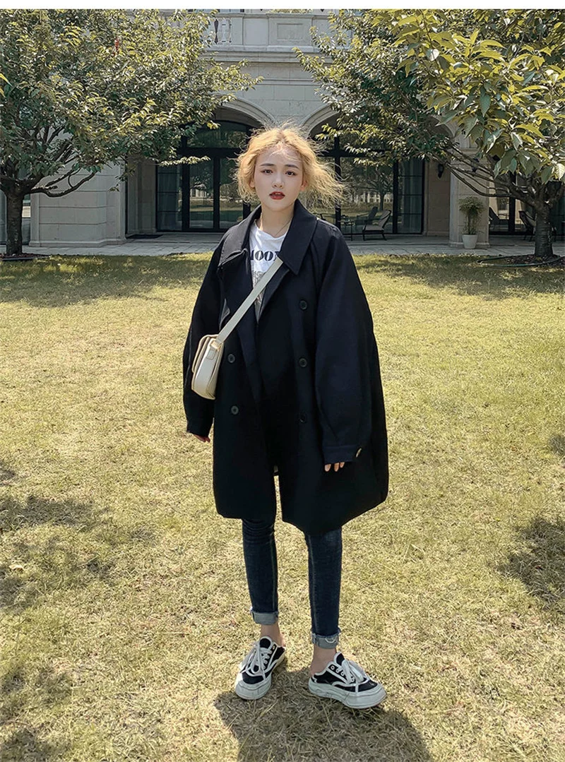 

Short Windbreaker Coat For Women Spring 2025 New Korean Version Khaki Loose Casual Versatile Women's Windbreaker Coat