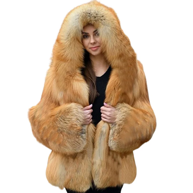 High Quality Faux Fox Fur Coat Thickened Soft And Comfortable Warm Winter Service Coat Faux Fur Jacket For Women