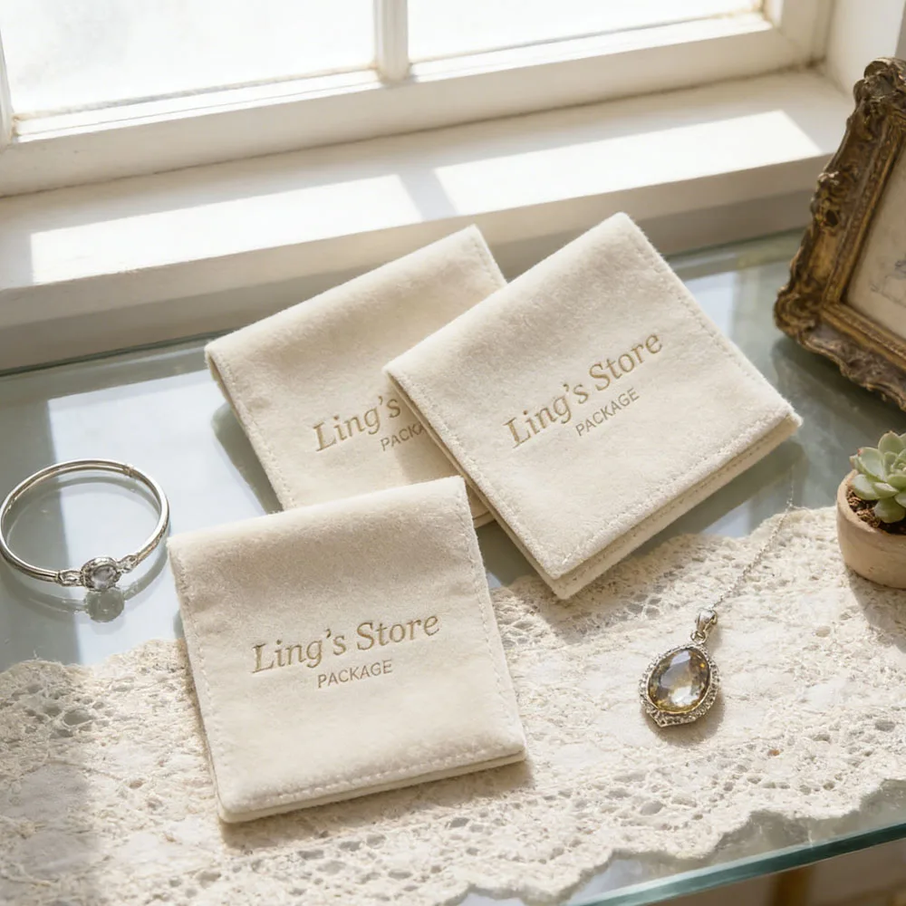 

100Pcs Personalized Jewelery Gift Bag Microfiber Jewellry Pouch Envelope Gift Packaging Organizer Box for Ring Earrings Necklace