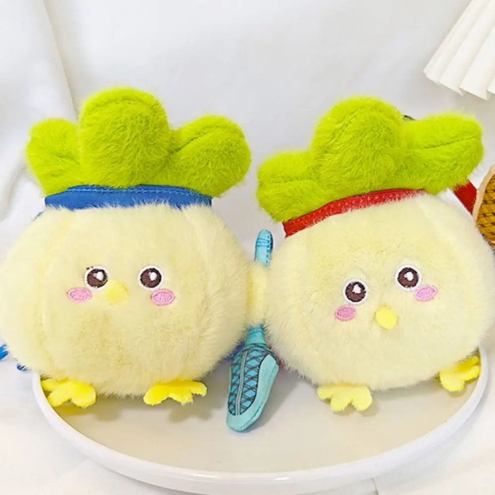 

With Voice Vegetable Chicken Pendant Garlic Bird PP Cotton Stuffed Cabbage Chicken Keychain Fluffy Bag Charm