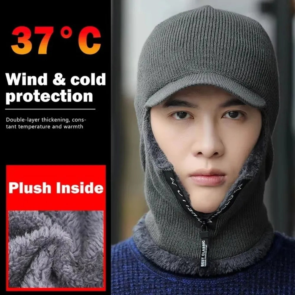Zipper Winter Neck Wardrobe with Ear Protection with Fleece Lining Onesie Hood 2-in-1 Winter Balaclava Fleece Lined