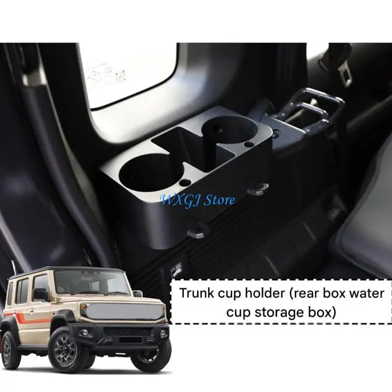 37JE Rear Cargo Cup Tray for Jimny JC74, ABS Drink Slot Box with Center Bin and Mount Form for Cleaner Rear Area Access and