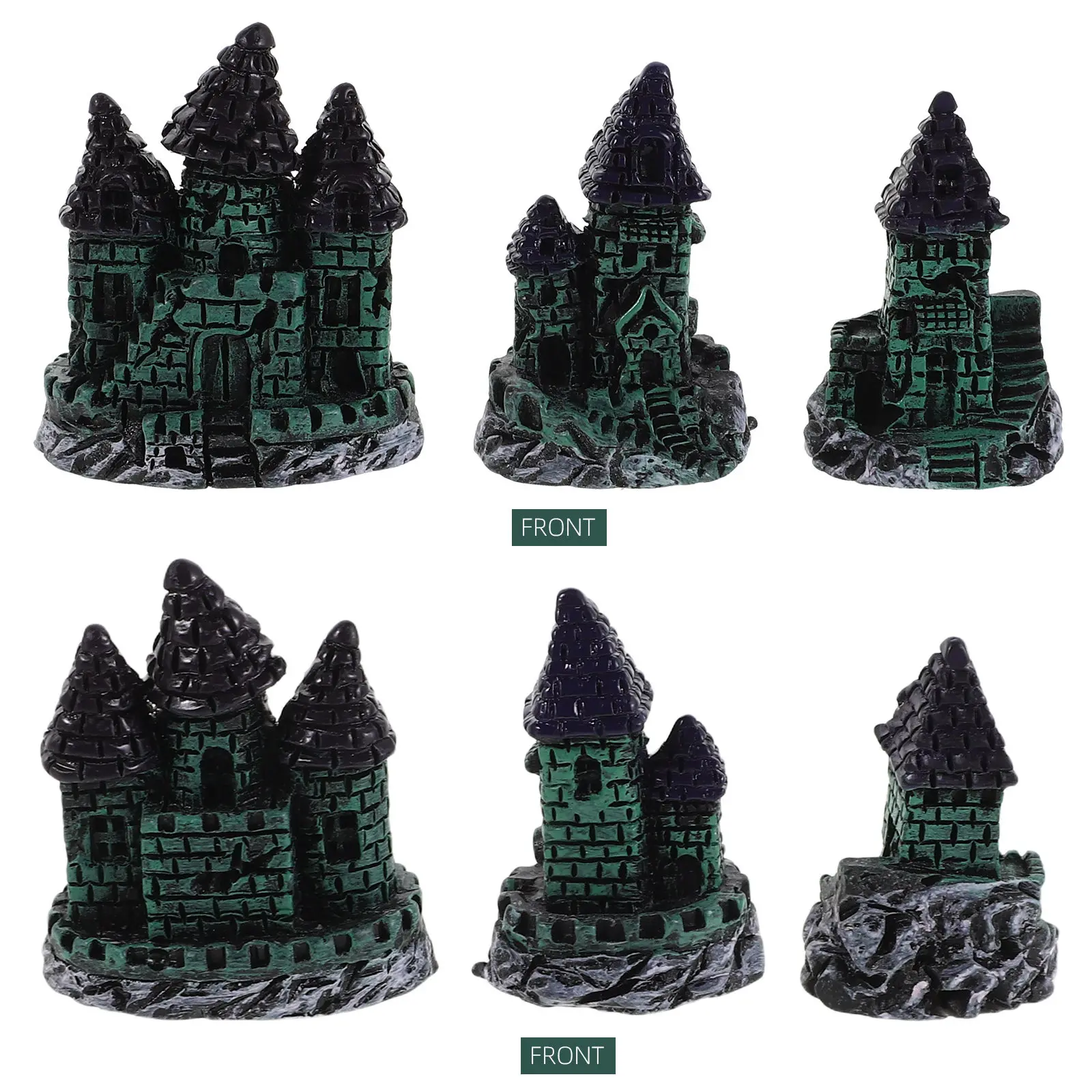 3 Pcs Fish Tank Aquarium Castle Decoration Resin Centerpiece Mini for Green Miniature Ornaments Ancient