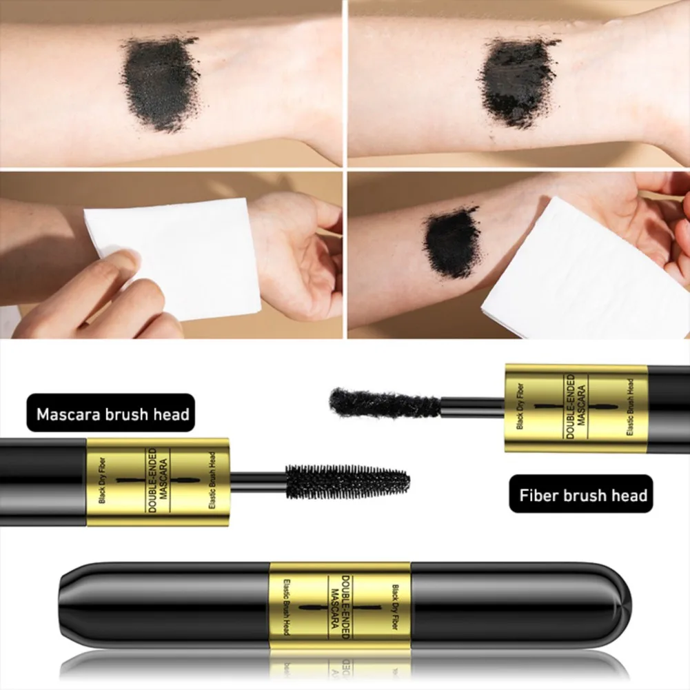 เครื่องสำอางมาสคาร่าสีดำสองหัวแต่งหน้าให้วอลลุ่มดวงตากันน้ำกันรอยเปื้อนความยาวดัดขนตา4D เส้นใยหนา